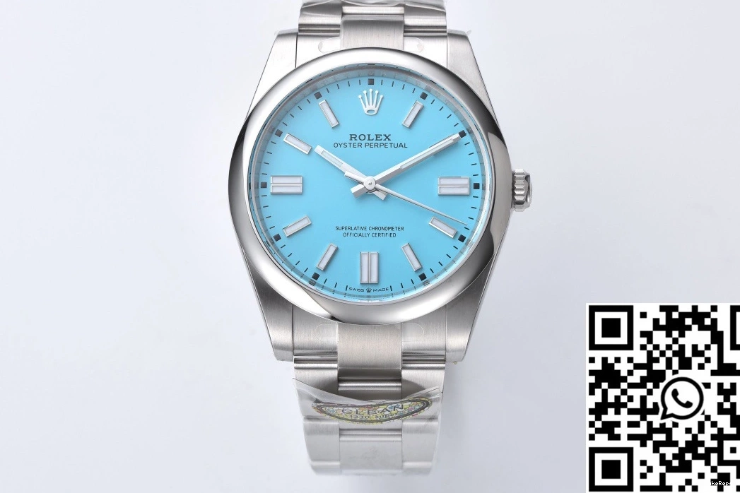Turquoise Factory Dial Rolex Perpetual Clean Blue M124300-0006 41MM Oyster 0422
